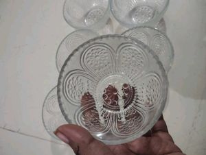 Set of 6 Embossed Glass Bowls