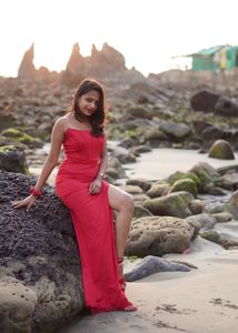 Urbanic Red Slit Cocktail Gown