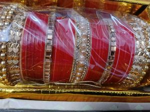 Stunning Red &amp; Gold Traditional Chura Bangle Set