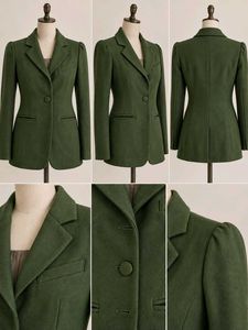 Olive Green Women's Wool Blazer