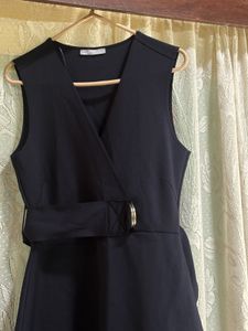 Sleeveless Zara Navy Blue Wrap Dress