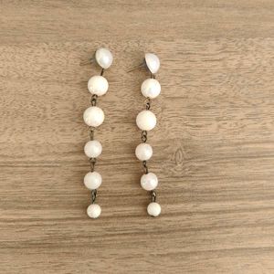 Elegant White Beaded Drop Earrings