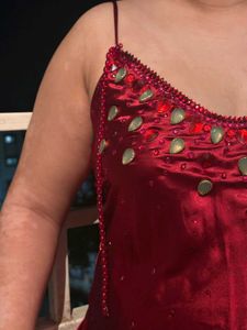 Sparkling Red Ethnic Gown