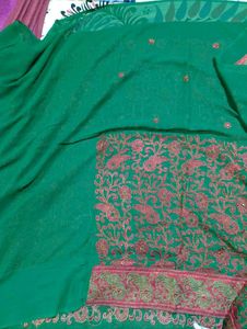 Royal Green Designer Saree with Embroidered Blouse