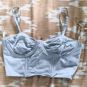 Light Blue Denim Corset Bra Top