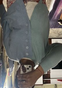 Two-Tone Buttoned Cardigan