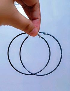 Black Oversized Hoop Earrings for Women 🖤