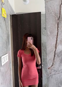 cute pink bodycon mini dress