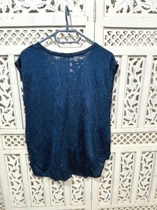 Imported Blue Sheer Cap Sleeve Top