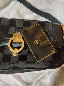 metrocity Vintage Chic Black Monogram Hobo Bag