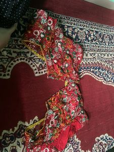Embroidered Red Ethnic Blouse