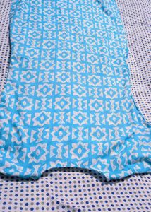 Blue Printed Cotton Kurta Set with Dupatta