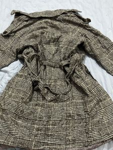 Plaid Double-Breasted Trench Coat