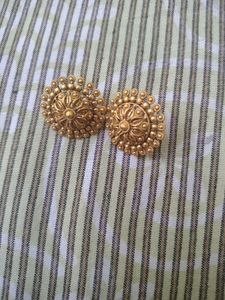 Gold Tone Ethnic Stud Earrings