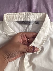 Classic White Short Sleeve Button-Up Top