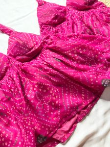 Vibrant Pink Bandhani Blouse Top