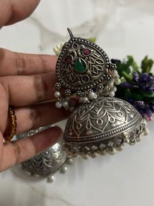 Oxidised German Silver Jhumka Earrings