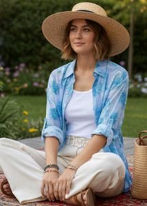 Floral Sheer Button-Down Shirt