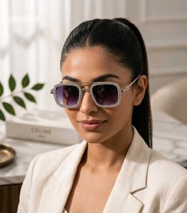 Sparkling Embellished Square Sunglasses