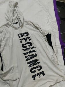 White Graphic Print Hoodie