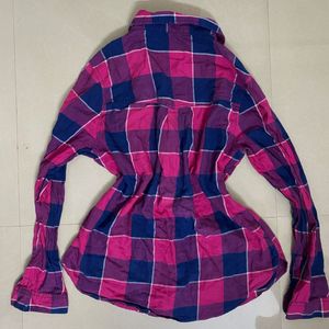 Max Pink &amp; Blue Plaid Flannel Shirt