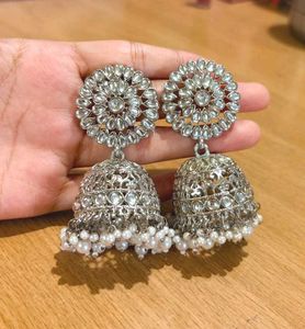 Elegant Jhumka Earrings with Pearls