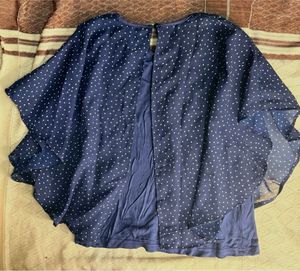 Navy Blue Polka Dot Overlay Top