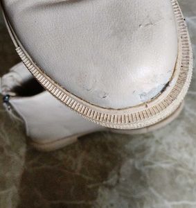 Cream Lace-Up Ankle Boots
