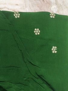 Women Elegant Red Embroidered Saree With Blouse