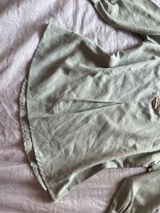 Elegant Sage Green V-Neck Blouse