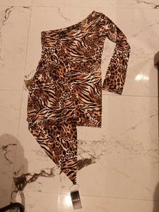 xxl Leopard Print One Shoulder Dress