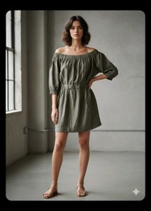 Olive Off-Shoulder Mini Dress