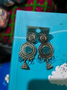 Sparkling Blue Jhumka Earrings