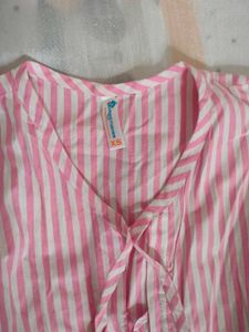 Pink Striped Peplum Top