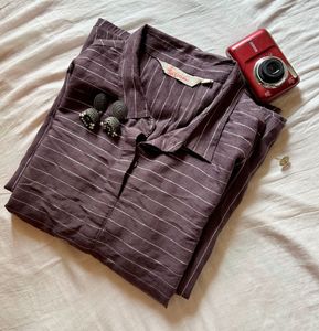 Purple Striped Cotton Kurta