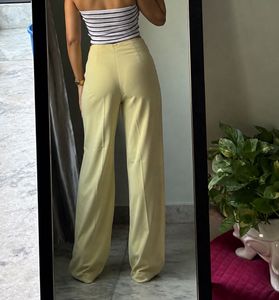 High-Waisted Wide-Leg beige trousers