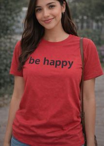 Red 'Be Happy' Graphic T-Shirt