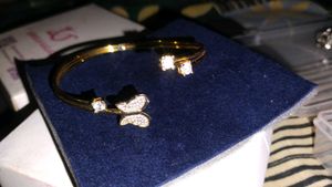 Gold Butterfly Bangle with Crystals