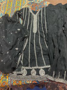 Elegant Black Embroidered Kurta Set
