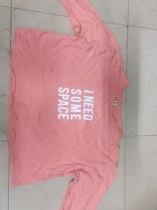Pink "I Need Space" Cropped Sweatshirt