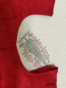 Red Jacquard Blouse
