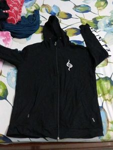 Black Graphic Zip-Up Hoodie