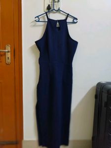 Navy Halter Midi Dress
