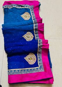 Beautiful Blue &amp; Pink Ombre Saree