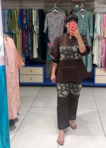 Brown Embroidered Kurta Set