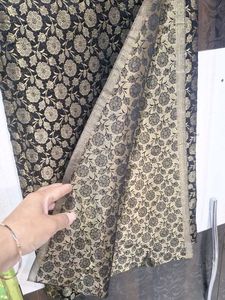 Black floral brocade material