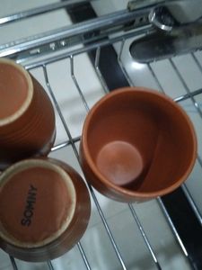 SOMNY Brown Ceramic Tea Cups (Set of 6)