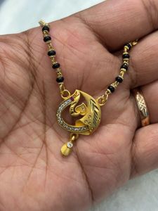 Elegant Gold Mangalsutra with Black Beads