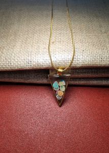 Unique Resin Fruit Slice Triangle Pendant Necklace