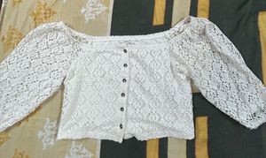 White Crochet Off-Shoulder Top
